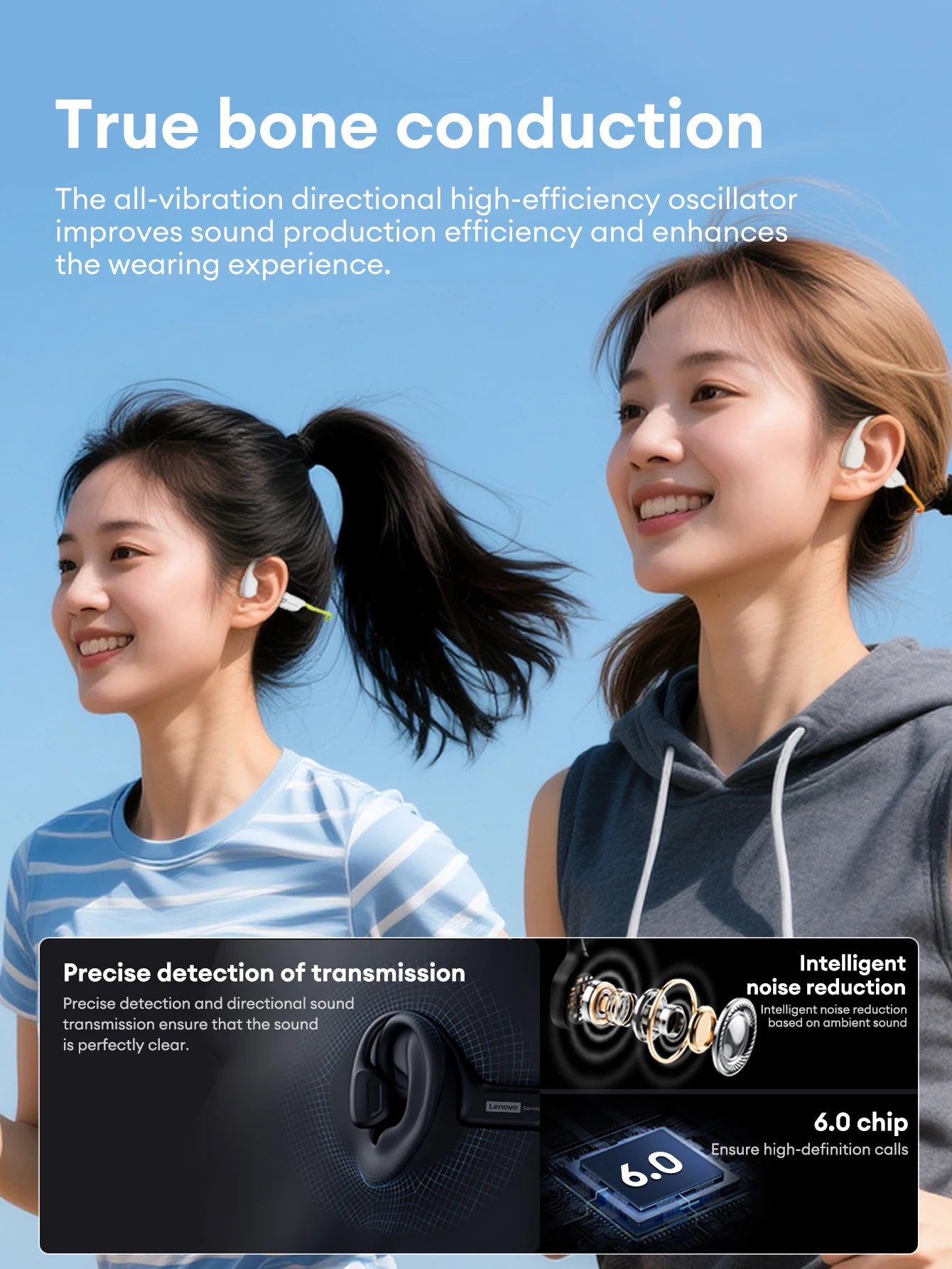 Lenovo S106 True Bone Conduction Headset Bluetooth 6.0 IPX8 Wasserdichte Kopfhörer 32GB MP3 HIFI Ohrhörer mit Mikrofon zum Schwimmen