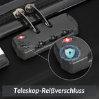 Comanlai 3-teiliges Rollkoffer-Set, schwarze Hartschalenkoffer, klassisches Streifendesign, mit 360°-Universalrollen, TSA-Schloss und Teleskopgriff, für Geschäftsreisen und Outdoor-Urlaub