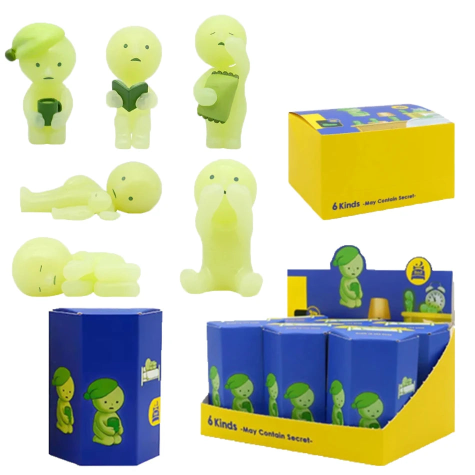 Eine Serie von Nachtleuchtenden Grünen Puppen Blind Mystery Box Actionfiguren Dekoration Desktop-Modell Spielzeug als Überraschungsgeschenk