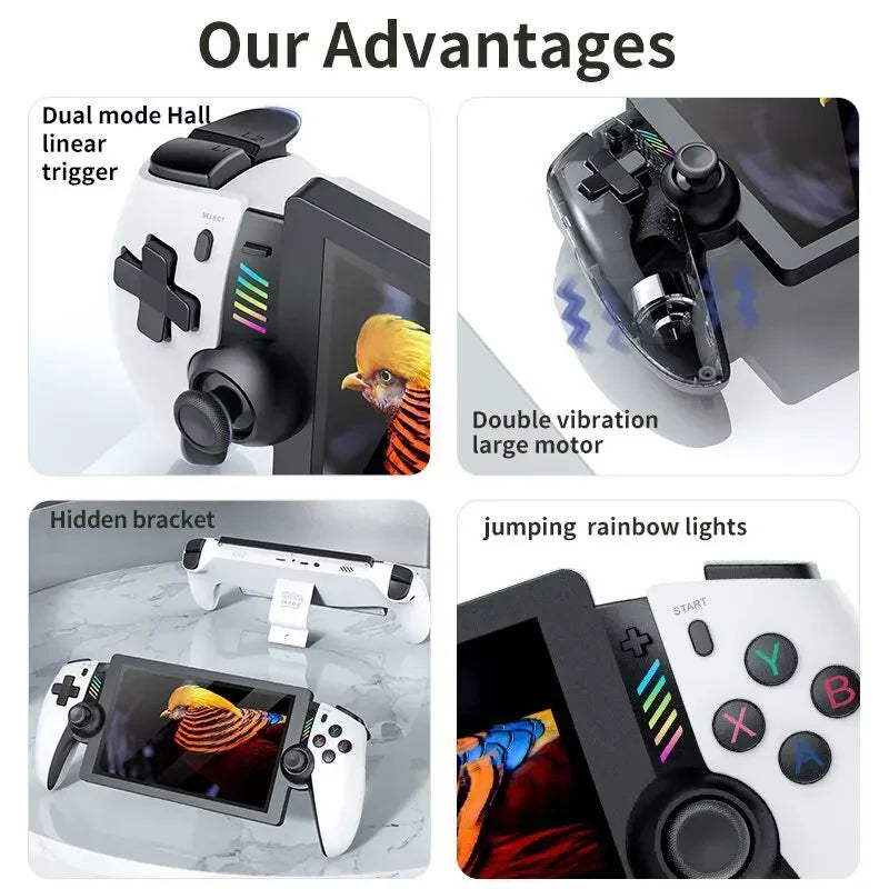 M28 Retro Handheld-Videospielkonsole, 7,1-Zoll-Bildschirm, über 30 Emulatoren für PS2/PS1/PSP, 3D-Dual-Analog-Sticks [God of War Klassiker