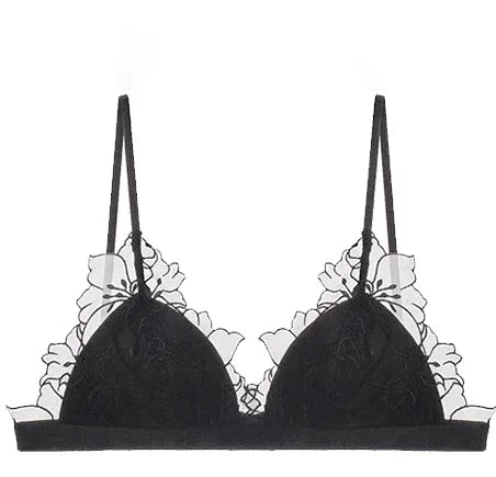 BANERDANNI Pure Desire Victoria Französische Spitzenbestickte Dessous Frauen dünne Cups Triangel-BH Set Bequem ohne Bügel