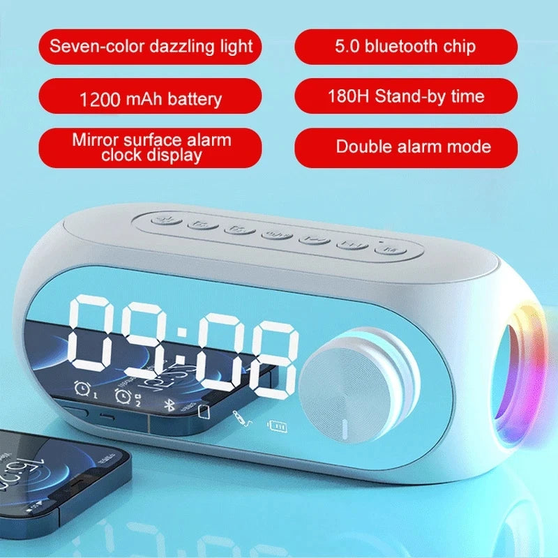 Radiowecker FM Bluetooth Lautsprecher Tragbarer Subwoofer Caixa De Som Sound Box Musik Drahtlose Mini Tieftöner Bocina Lampensäule