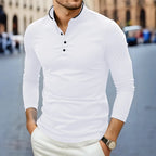 Herren T-Shirt mit Stehkragen, langärmelig, einfarbig, lässig und modisch, vielseitig und bequem, Sommer 2025