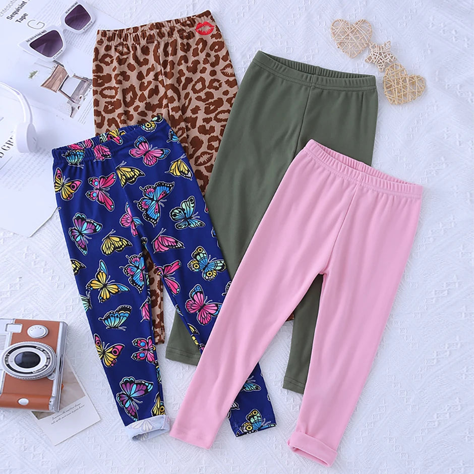 3/4-piece Autumn/Winter Children's Multi-color Combination Fashionable Slim Fit Leggings For Girls Sports And Casual Warm Pants