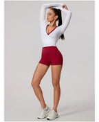 Neue Sommer Damen Yoga Langarm Einteiler Träger Yoga Kleidung Weibliches Training Premium Ballett WickeloberteileFrauen Fitness Sport Top