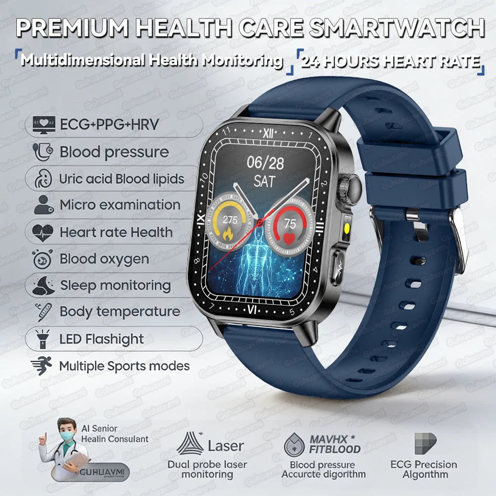 Neue präzise Gesundheits-Smartwatch EKG+HRV Harnsäure Blutfette Emotionswahrnehmung Bluetooth-Anruf Smartwatches für Männer und Frauen