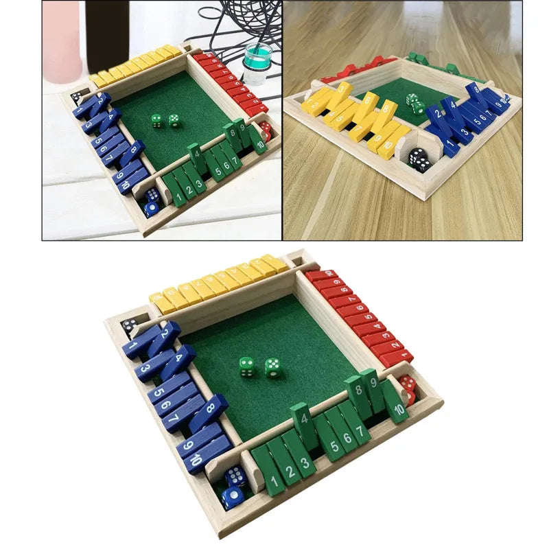 Vierseitige Klappkarten-Spiele Intellektuelles Lernspiel Box Würfel Spielzeug Eltern-Kind-Spiele Shut The Box Holz-Zahlen-Spiel Brettspiele