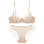 Luxuriöses Damen-Dessous-Set, sexy Spitzenstickerei, Unterwäsche, französischer dünner Cup, Push-up-BH, atmungsaktives Sommer-Mesh, Intimates BH-Sets