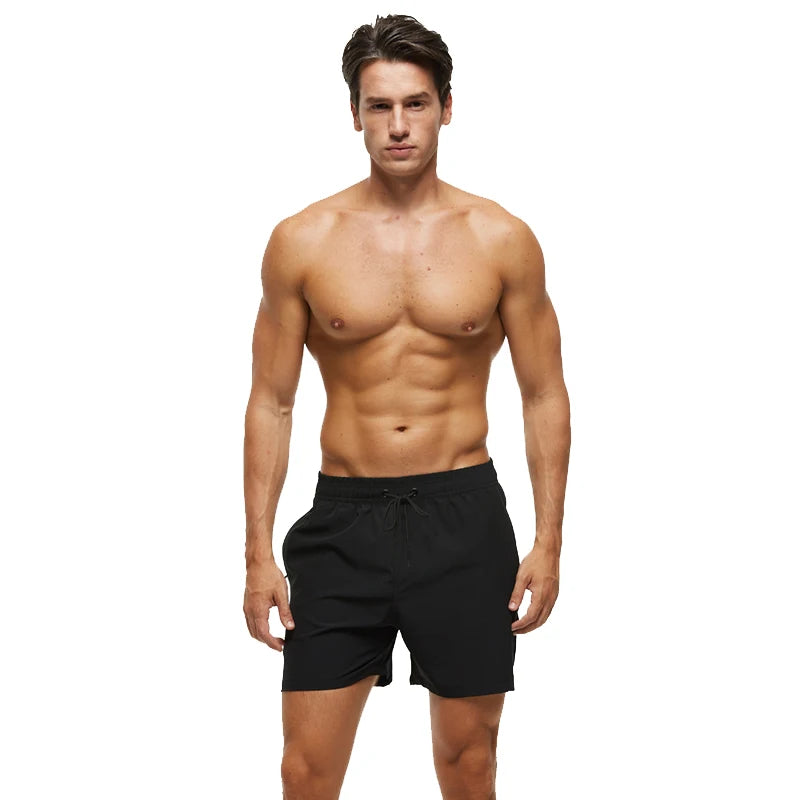 Escatch 2026 Sommer Herren-Badebekleidung Einfarbig Multicolor Polyester-Netzfutter Seitliche Reißverschlusstasche Maillot De Bain Homme Sportshorts