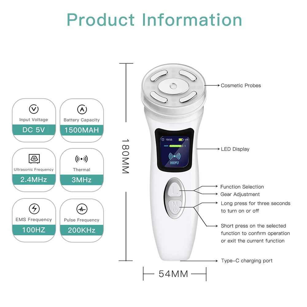 MINI HIFU 4. Generation Lifting-Gerät EMS Warmes Ultraschall-Gesichts-Augenmassage-Instrument Hautfestigende Heimgebrauchs-Spa-Schönheitsgeräte