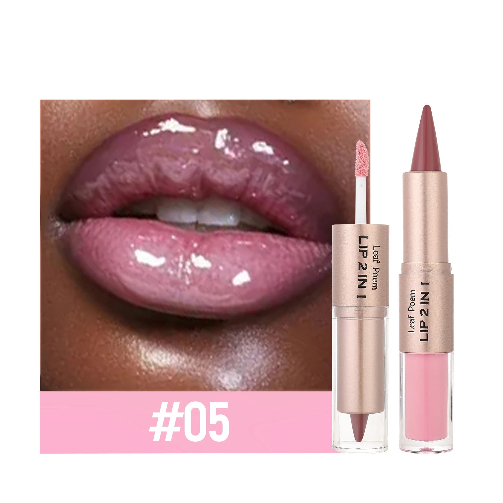Schwarzer brauner, spitz zulaufender Lipliner-Konturenstift, doppelseitiger Spiegel, aufpolsternder Lippenglanz, kristallklarer Lipgloss, sexy roter Lippen-Tint-Make-up