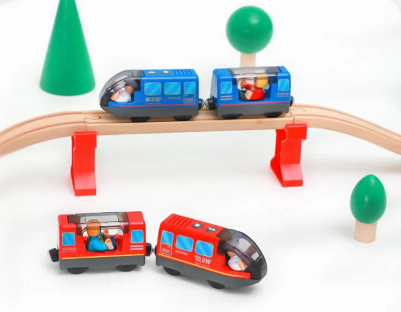 Kinder elektrische Eisenbahn Lokomotive Magnetischer Zug Waggon Diecast Slot Spielzeug Passend für Holzeisenbahn Gleis Spielzeug für Kinder Geschenk