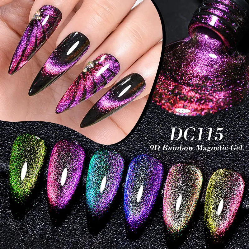 10/12PCS/SET Katze Magnetisches Gel Nagellack Set 9D Reflektierendes Glitzer Gel Halbpermanentes UV Gel Soak Off Funkelndes Nagelkunst Kits Zweitbild