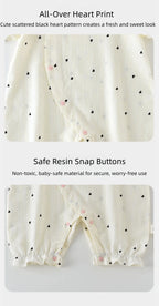 Baby Mädchen Sommer Süßer Herz-Print Strampler Rüschenkragen Baby Bodys Baumwolle 0-24M Neugeborenen Komfort Overall Outfit