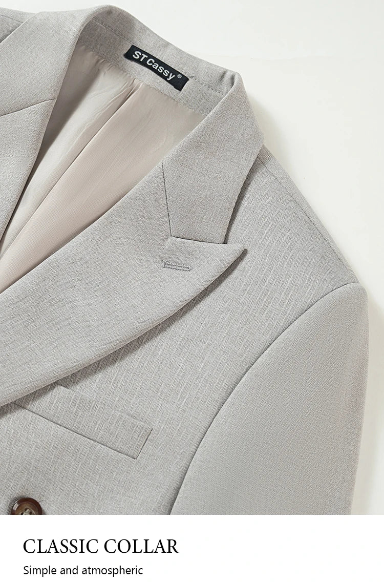 ST Cassy Dunkelblau Eleganter Herrenanzug 2-teiliges Set Moderne Hochzeitsanzüge für Herren Stilvoller Business-Büroanzug