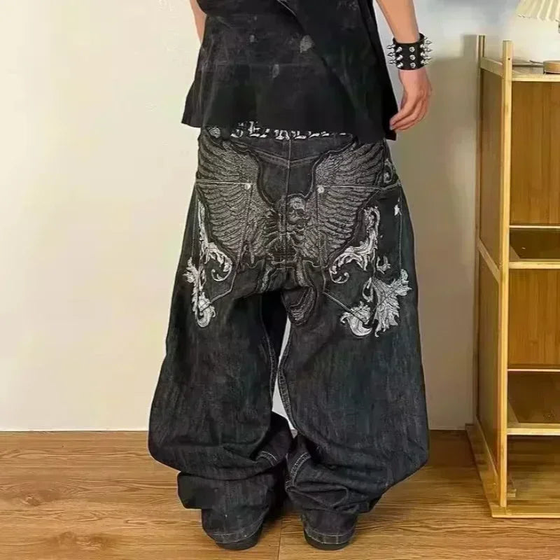 Amerikanische Y2K 2025 Neue weite Baggy Black Jeans Oversized Damen Street Casual Joker Denim-Hose Paar-Jeans Vintage Streetwear
