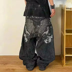 Amerikanische Y2K 2025 Neue weite Baggy Black Jeans Oversized Damen Street Casual Joker Denim-Hose Paar-Jeans Vintage Streetwear