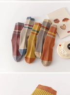 5 Paar gestreifte Socken für Damen, bequem, weich, mittellang, Winter, Harajuku, lustige Freizeitsocken, Damenstrümpfe, Strumpfwaren