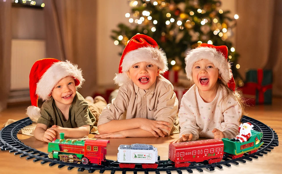 VATOS Hängender Weihnachtszug Spielzeug mit Licht und Sound, Zug um den Weihnachtsbaum, Dekoration, Geschenk, Indoor-Spielzeug für Kinder