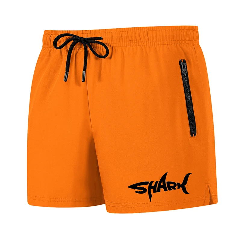 Hai-Grafik Herren Badeshorts Sommer Lässige Strandshorts mit Netzfutter Reißverschlusstaschen Schnell trocknende Badehose