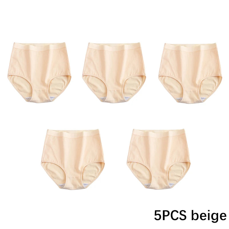 FallSweet 5er-Pack Damen Baumwollslips Nahtlose Plus Size Unterhosen Einfarbige Unterwäsche Weich Atmungsaktive Damenslips