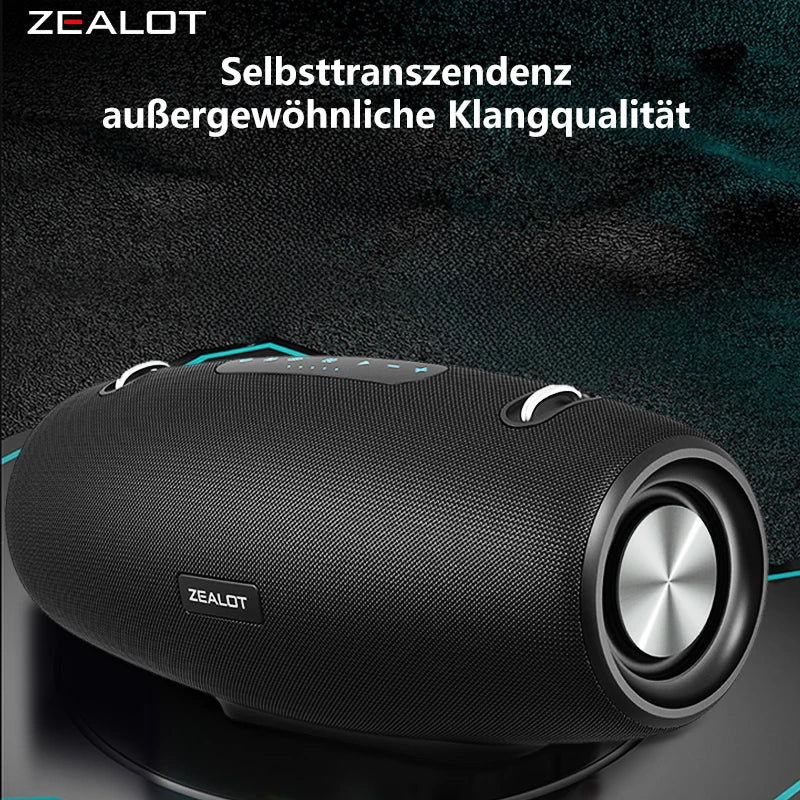 ZEALOT S67 Tragbarer Bluetooth-Lautsprecher mit Schultergurt, wasserdicht für den Außenbereich, Stereo-Klang, starker Bass, 40 Std. Wiedergabe