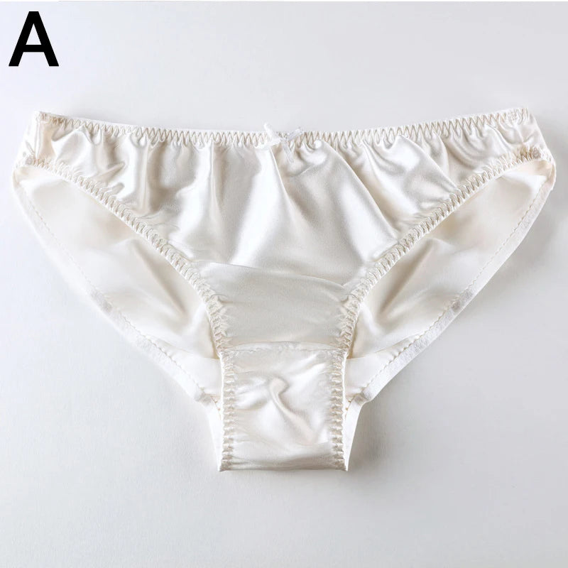 Damen 100% Maulbeerseide seidiger Slip Mode Spitze Brief Große Größe Bequeme Atmungsaktive Einfarbige Dessous Nahtlose Unterwäsche