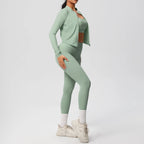 3-teiliges Sportbekleidung Yoga-Set Gym Sport-BH Reißverschlussjacke Leggings Kleidung Sportbekleidung Yoga-Anzüge für Damen Fitness-Set Trainingsanzug