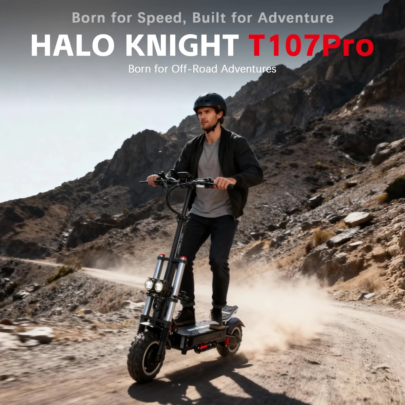 Neuer HALO KNIGHT T107Pro Smart E-Scooter für Erwachsene, großes Display, 60V 38.4Ah Akku, 3000W Dualmotor, 95KM/H Leistungsstarker Elektroroller