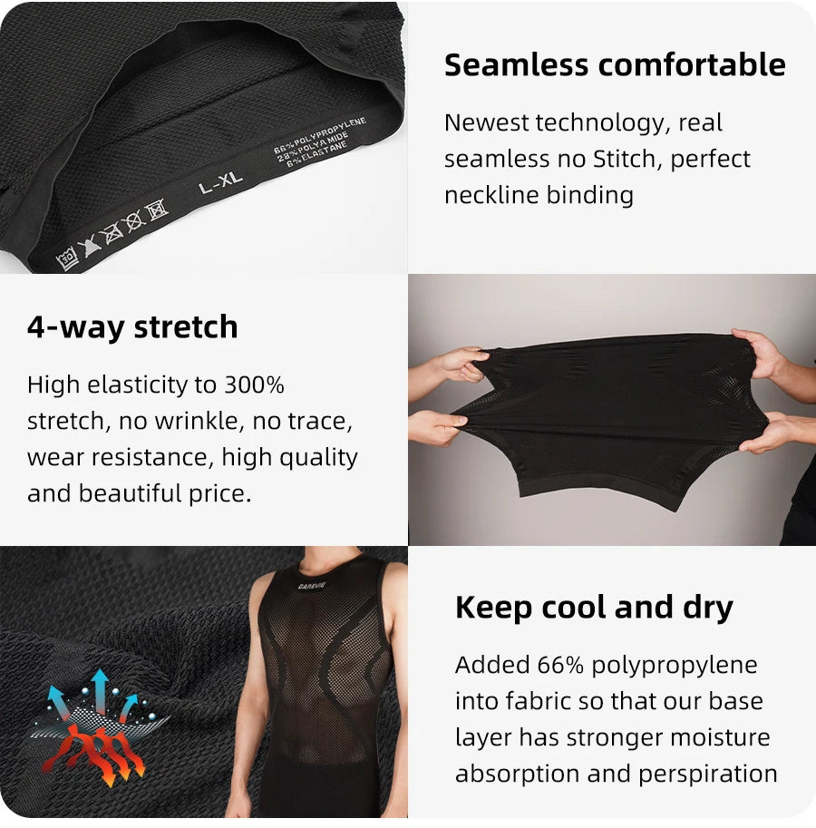 DAREVIE Radsport First Layer Herren Kompressions-Nahtlos Damen Fahrrad Radsport Inneres Sport First Layer Unterhemd Bike Base Layer