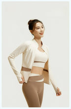 Yoga Set 3-teilig, Gym Kleidung, Sportbekleidung, Yoga Anzüge für Damen, Langarm Crop Top, Fitness Set, Trainingsanzüge, Sport-BH, Gym Leggings