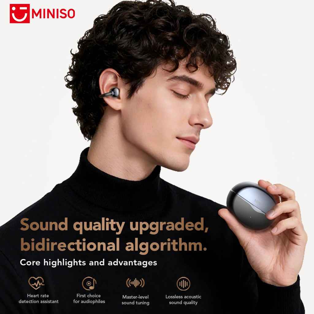 MINISO MS503 Kabellose Bluetooth-Kopfhörer KI-Übersetzungs-Ohrhörer Outdoor-Sport-Kopfhörer Klarer Klang Kopfhörer Weich Bequem