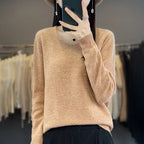 Damen 100% Merinowolle Pullover V-Ausschnitt Basic Pulli Herbst Winter Kaschmir Kleidung Langarm Weiche Strickware Oberteile Unifarben