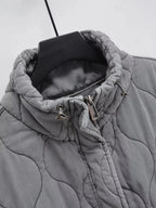 Herbst Winter Damen Stehkragen Leichte Ärmellose Baumwollweste Damen Taschendekoration Tanktop