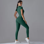 Ärmelloser Yoga-Jumpsuit mit Reißverschluss, schnelltrocknender, atmungsaktiver, figurbetonter Outdoor-Sport-Jumpsuit, Fitnessanzug