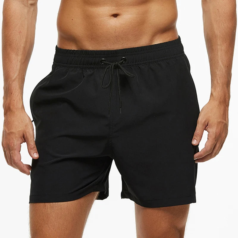 Escatch 2026 Sommer Herren-Badebekleidung Einfarbig Multicolor Polyester-Netzfutter Seitliche Reißverschlusstasche Maillot De Bain Homme Sportshorts