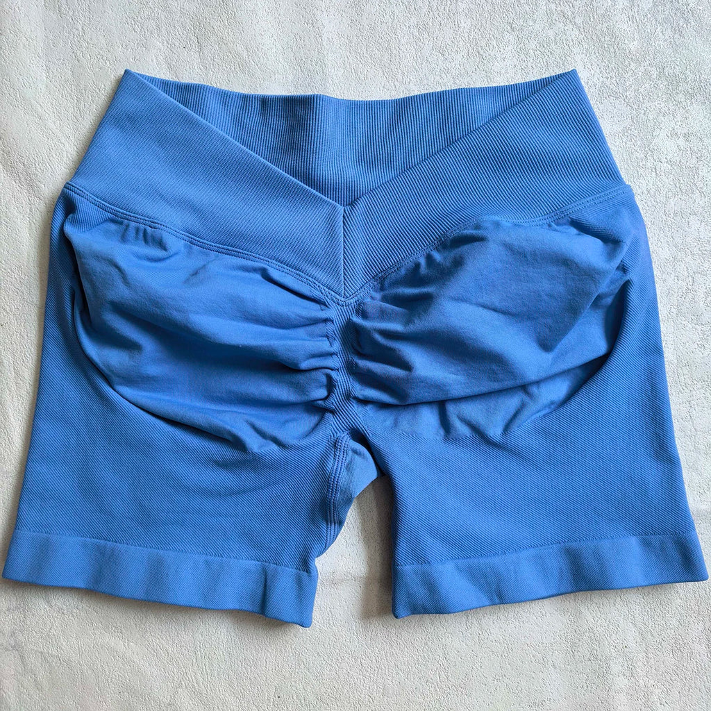 Damen Scrunch Shorts nahtlos V-Rücken Scrunch Booty Shorts Fitness Workout Laufen Yoga Gym Shorts