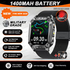 2026 TANK Neue 1400mAh Militär GPS Smartwatch Herren 2.01" AMOLED-Bildschirm 10ATM Wasserdichte Uhr SOS Anruf Taschenlampe Smartwatch iOS
