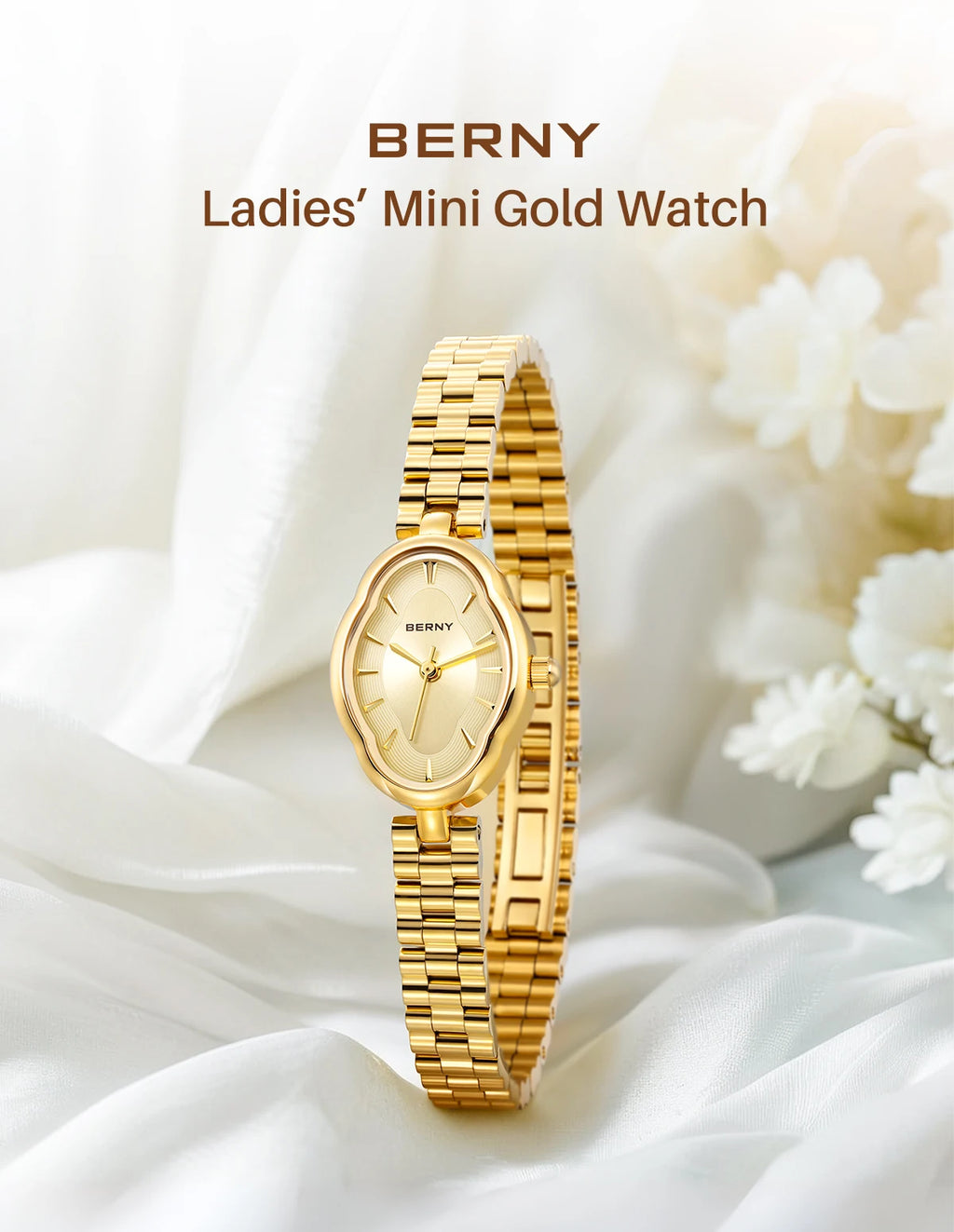 BERNY Gold Watch for Women Ladies Wristwatch Gold Quartz Jewelry Bracelet Set Minimalist Watch Multicolor Small Ladies Watches