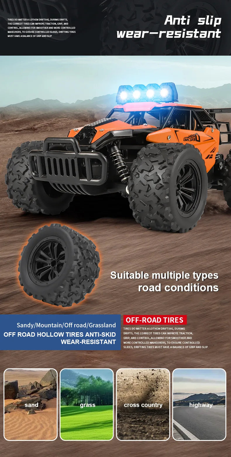 Oike RC-Car 1:16 Modell mit LED-Lichtern Funkferngesteuertes Offroad-Kletterfahrzeug Outdoor-Autos Drift-Rennspielzeug Jungen Geschenke
