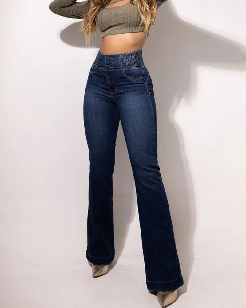 Elastischer Bund Sexy Bodycon Jeans Damen Streetwear Hohe Taille Elastischer Slim Fit Leichter Hüftlift Mode Jeanshose