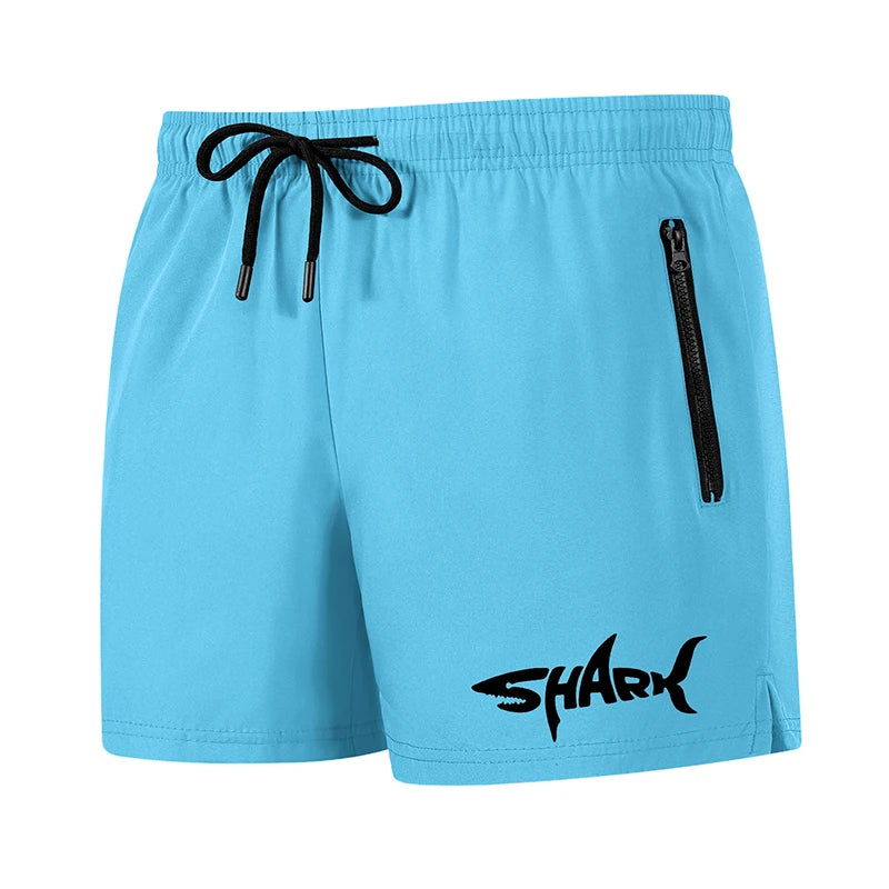 Hai-Grafik Herren Badeshorts Sommer Lässige Strandshorts mit Netzfutter Reißverschlusstaschen Schnell trocknende Badehose