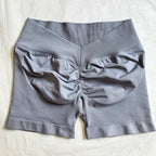 Damen Scrunch Shorts nahtlos V-Rücken Scrunch Booty Shorts Fitness Workout Laufen Yoga Gym Shorts
