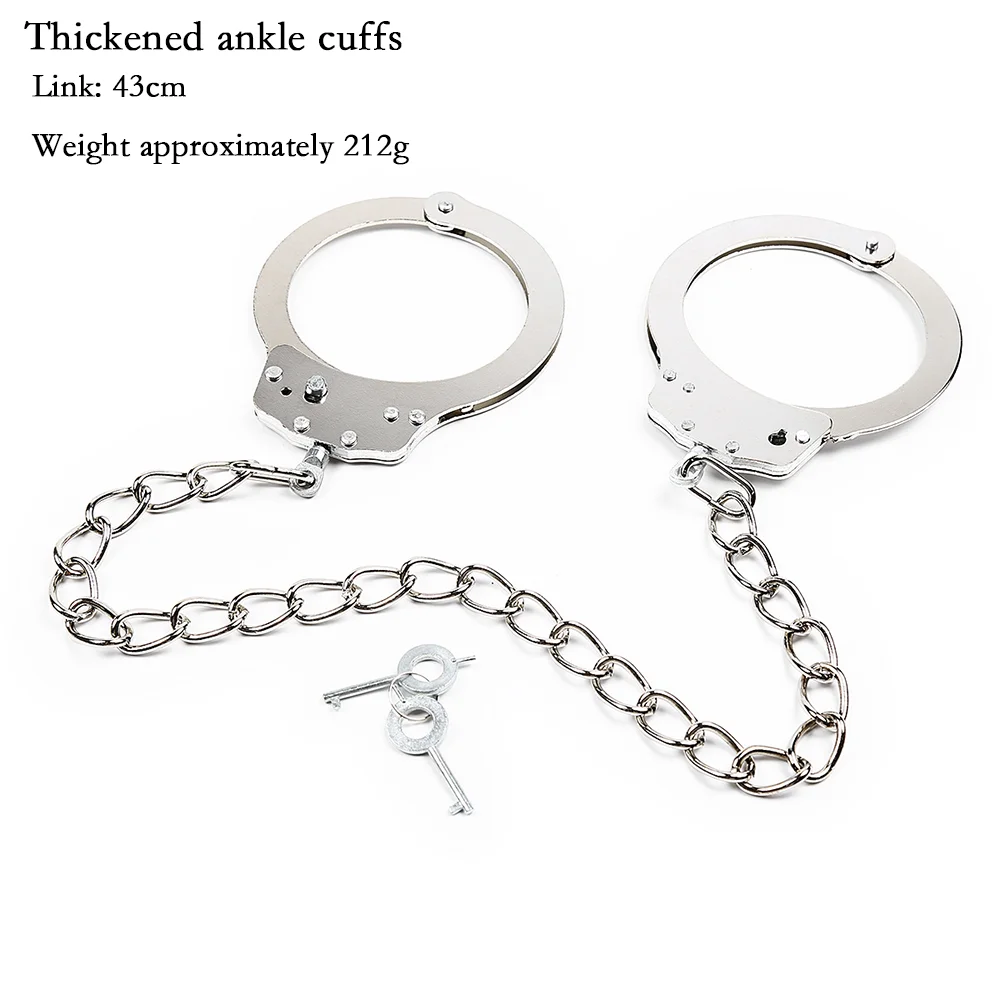 DUTRIEUX Edelstahl Handschellen BDSM Fesselset Verstellbare Metallfußfesseln Kette Fetisch Fesseln Sexspielzeug für Paare