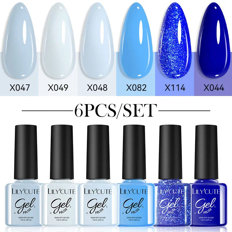 LILYCUTE 6PCS Gel-Nagellack-Set Sommer Neon Nagellack-Gel-Kits für DIY Nagel Semi-Permanenter UV-Lampe Gellack Nagellack-Set