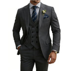 Herren 3-teiliger Slim Fit Anzug für Herren Zweireiher Hochzeits- Abschlussballanzug Formeller Business-Dinner-Smoking