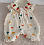 MILANCEL Sommer-Baby-Strampler 0-24M Süßer Liebes-Kleinkind-Overall Dünn Belüftete Babykleidung Karotten-Mädchen Einteiler