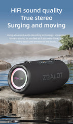 ZEALOT-S87 Outdoor Tragbarer kabelloser Bluetooth-Lautsprecher 80 W Hochleistungssubwoofer IPX6 Wasserdicht Camping