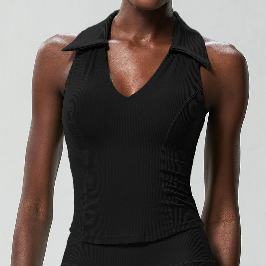 Ärmelloses Fitness-Yoga-Shirt Damen Sommer Slim Fit V-Ausschnitt Gym Lauftop Atmungsaktive Schnelltrocknende Sportbekleidung Workout Kleidung