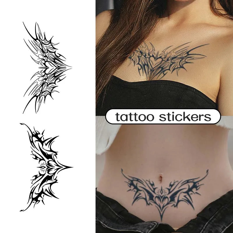 1 Stück charmante Tattoo-Aufkleber, wasserdicht, haltbar, ein bis zwei Wochen, für Mädchen, Bauch, Brust, Rücken, Taille, nicht reflektierend, Dornen-Cyan Hauptbild